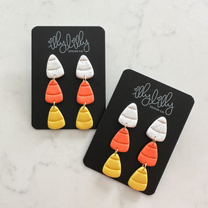 Mini Candy Corn Triple Dangle Earrings