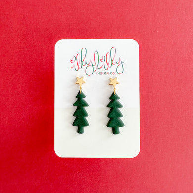 Cute Forest Green Tree Earrings