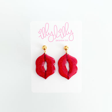 Glossy Glitter Lip Earrings