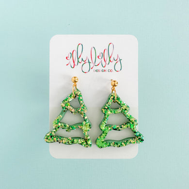 Glitter Statement Open Tree Earrings