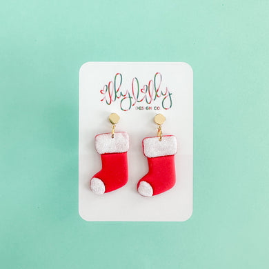 Glitter Red Stocking Earrings