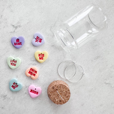 Rainbow Candy Heart Jar Hoop Earring Set