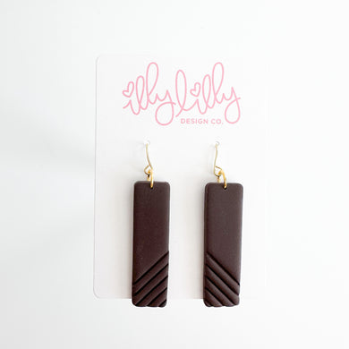 Lined Bar Earrings in Wine