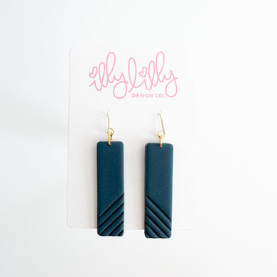 Lined Bar Earrings in Deep Slate