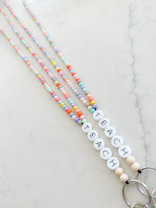 TEACH Friendship Bracelet Full Beaded Lanyard