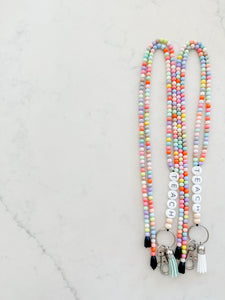 TEACH Friendship Bracelet Full Beaded Lanyard